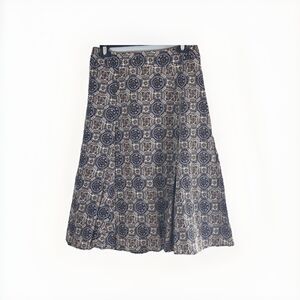 Geoffrey Beene Sport Women's Skirt Size 6 Brown Blue Medallion Geometric Cotton
